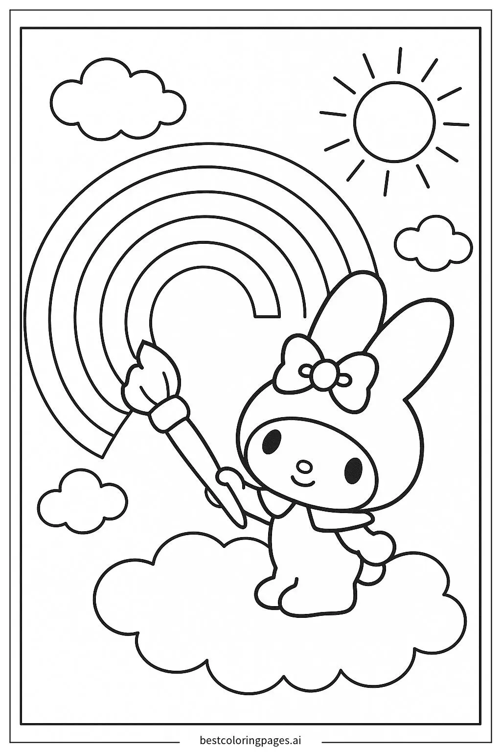 Disegni di My Melody Dipinge un Arcobaleno da Colorare