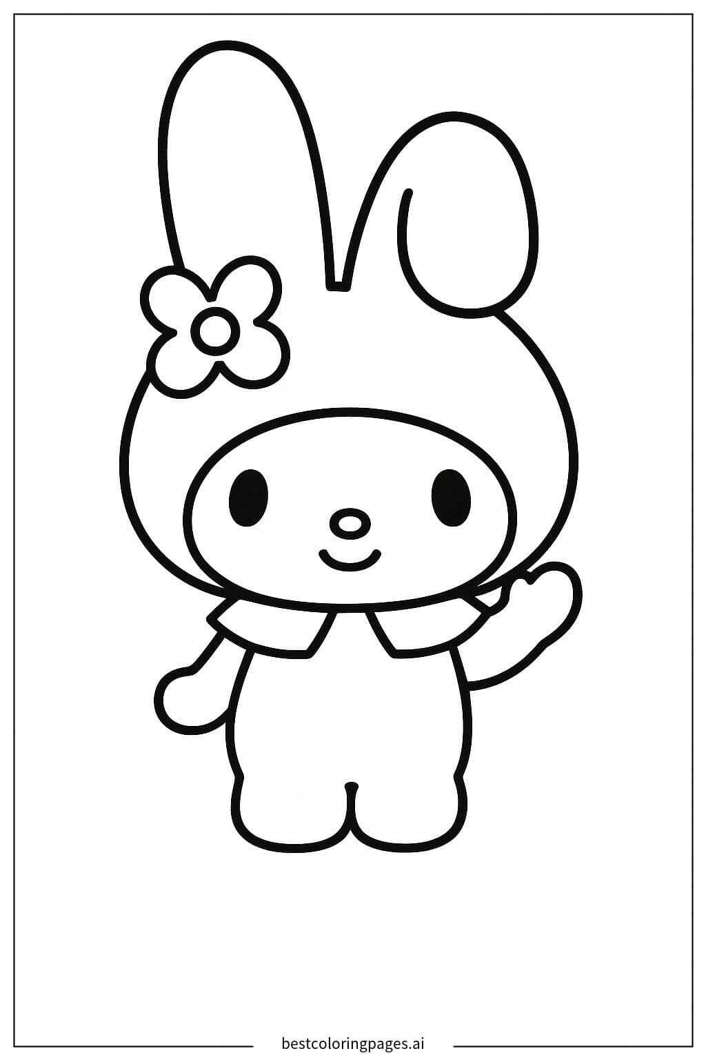 Disegni di My Melody saluta con la mano da Colorare