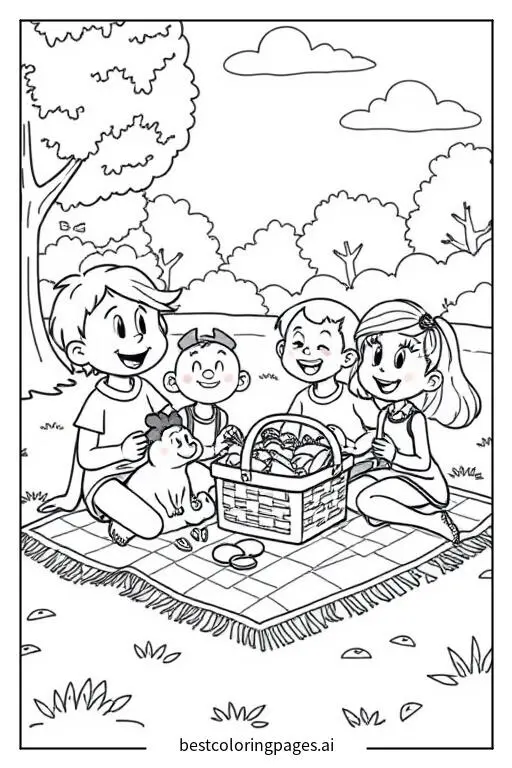 Nickelodeon Characters Enjoying a Picnic in the Park