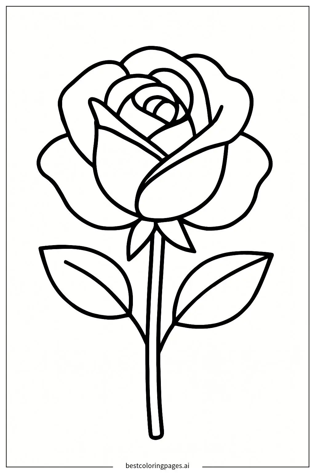 간단한 색칠을 위한 장미 윤곽 색칠공부