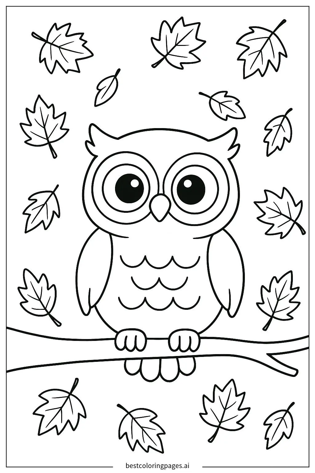 Owl Perched on a Fall Branch