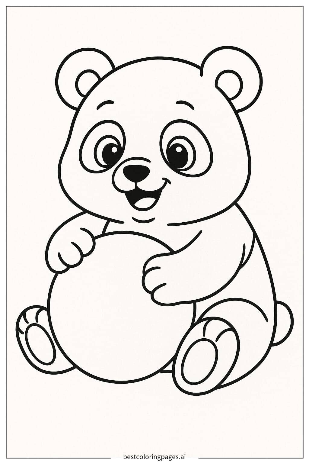 Playful Panda with a Ball Coloring Page