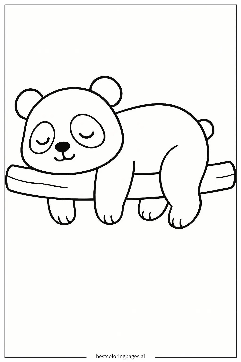 Panda Sleeping Peacefully on a Tree Branch Coloring Page