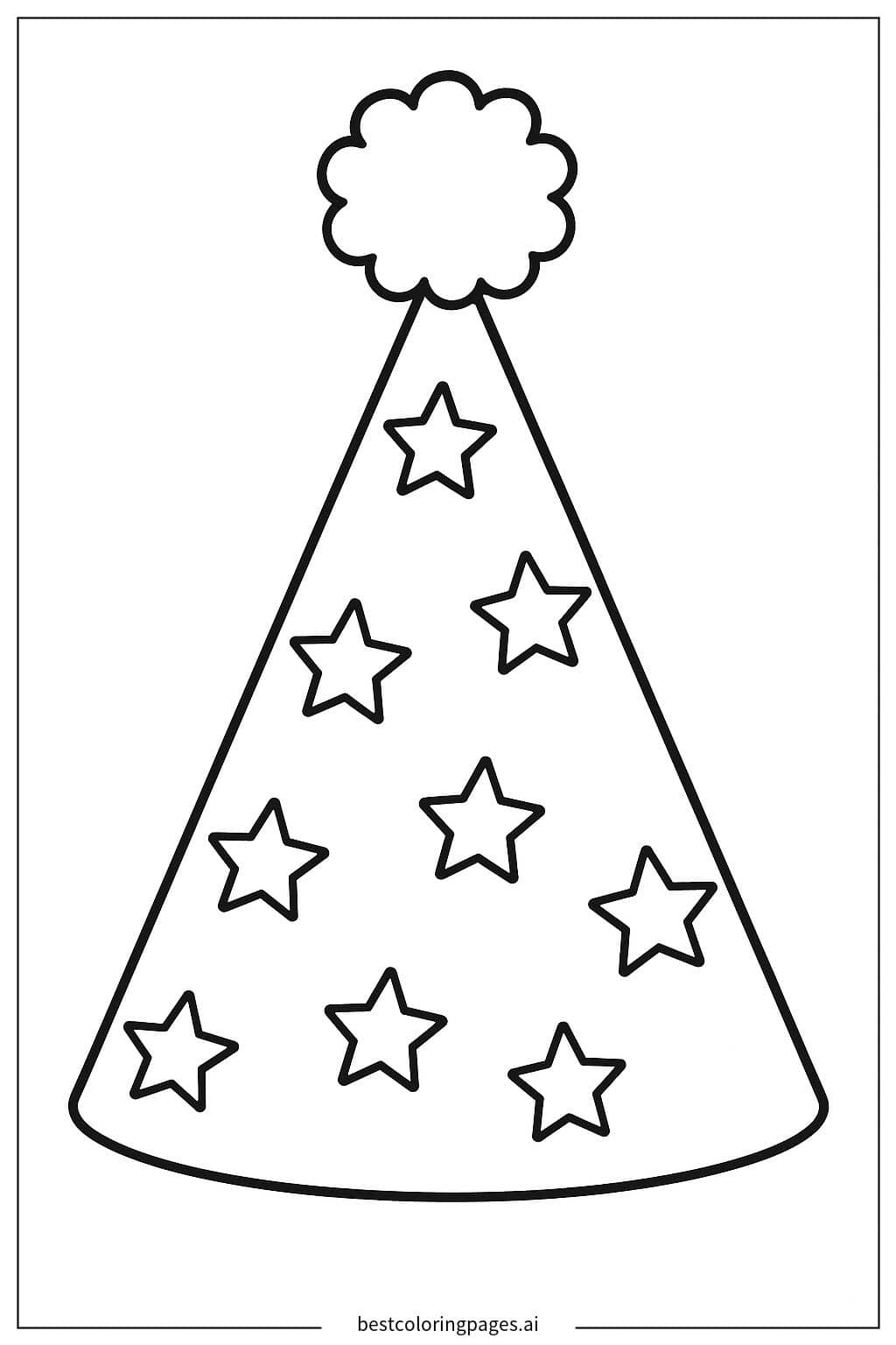 Festive Birthday Party Hat with Stars Coloring Page