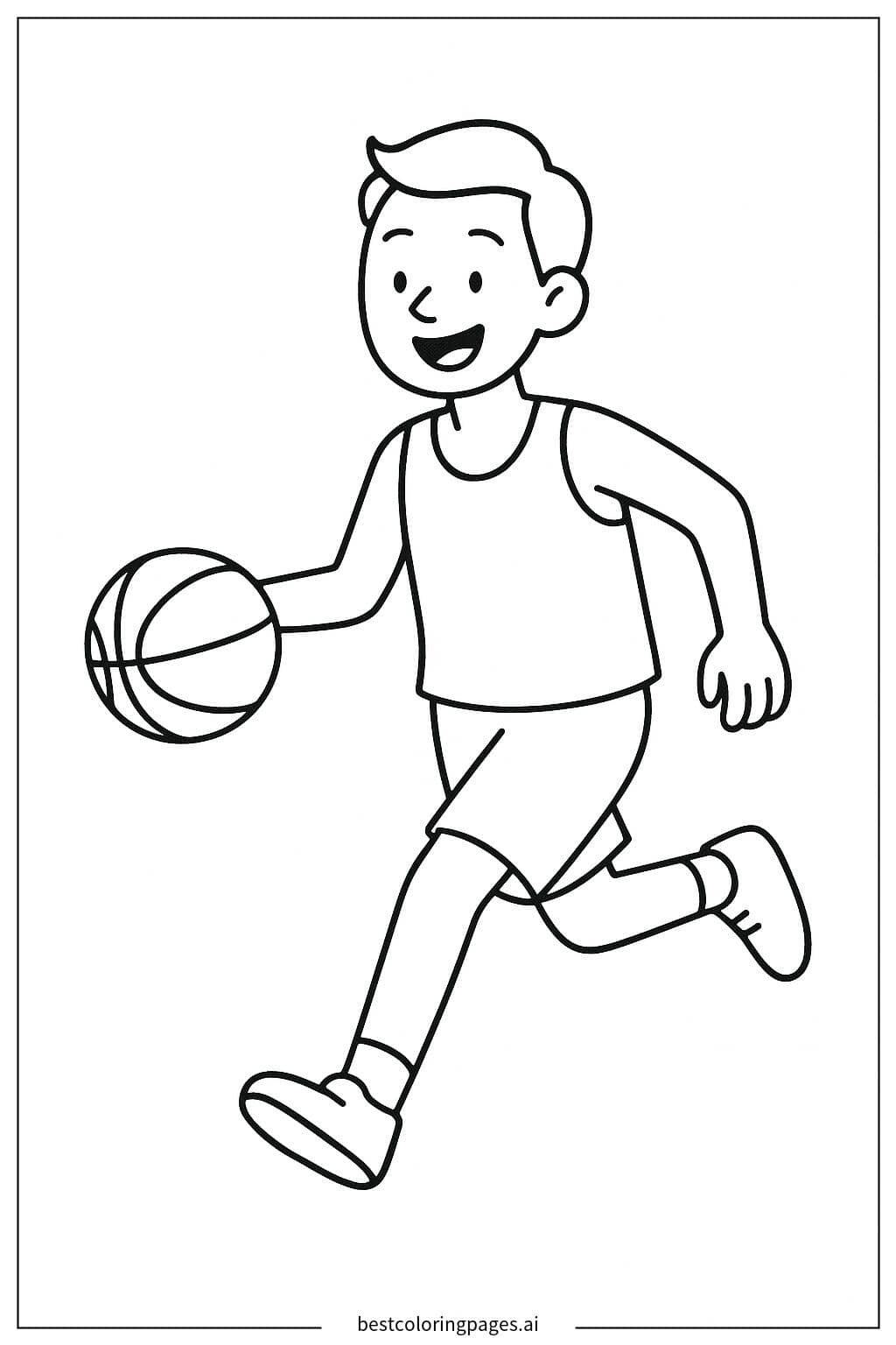 Basketball Player Dribbling the Ball Coloring Page