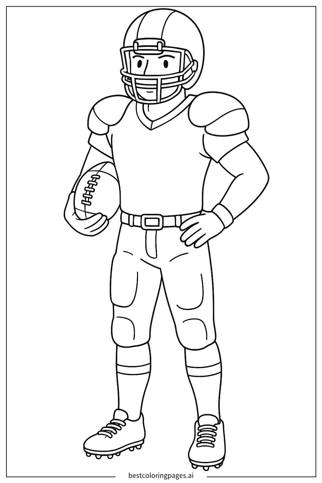 Football Player in Action Coloring Page