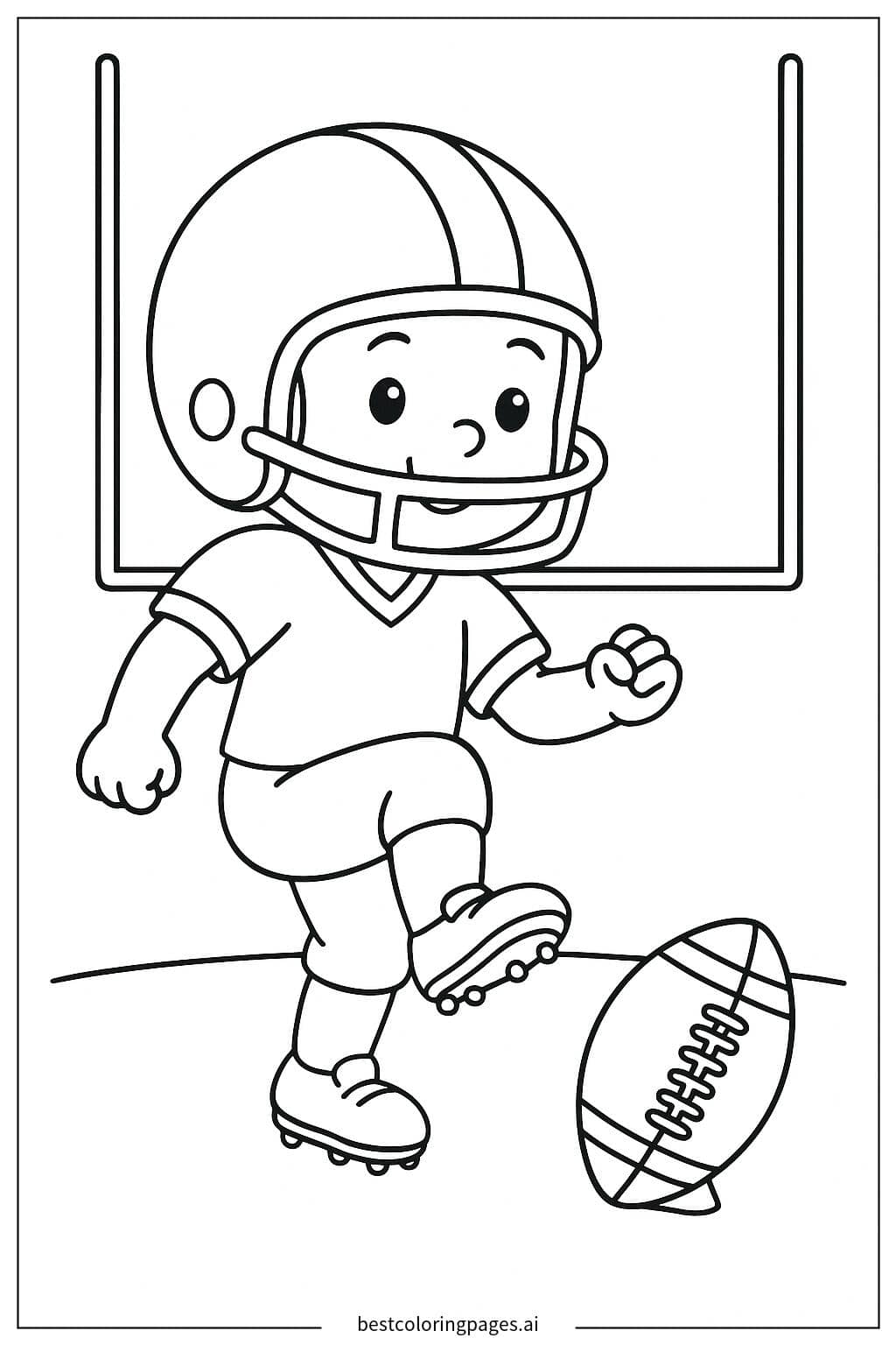 Player Ready to Kick a Football Coloring Page