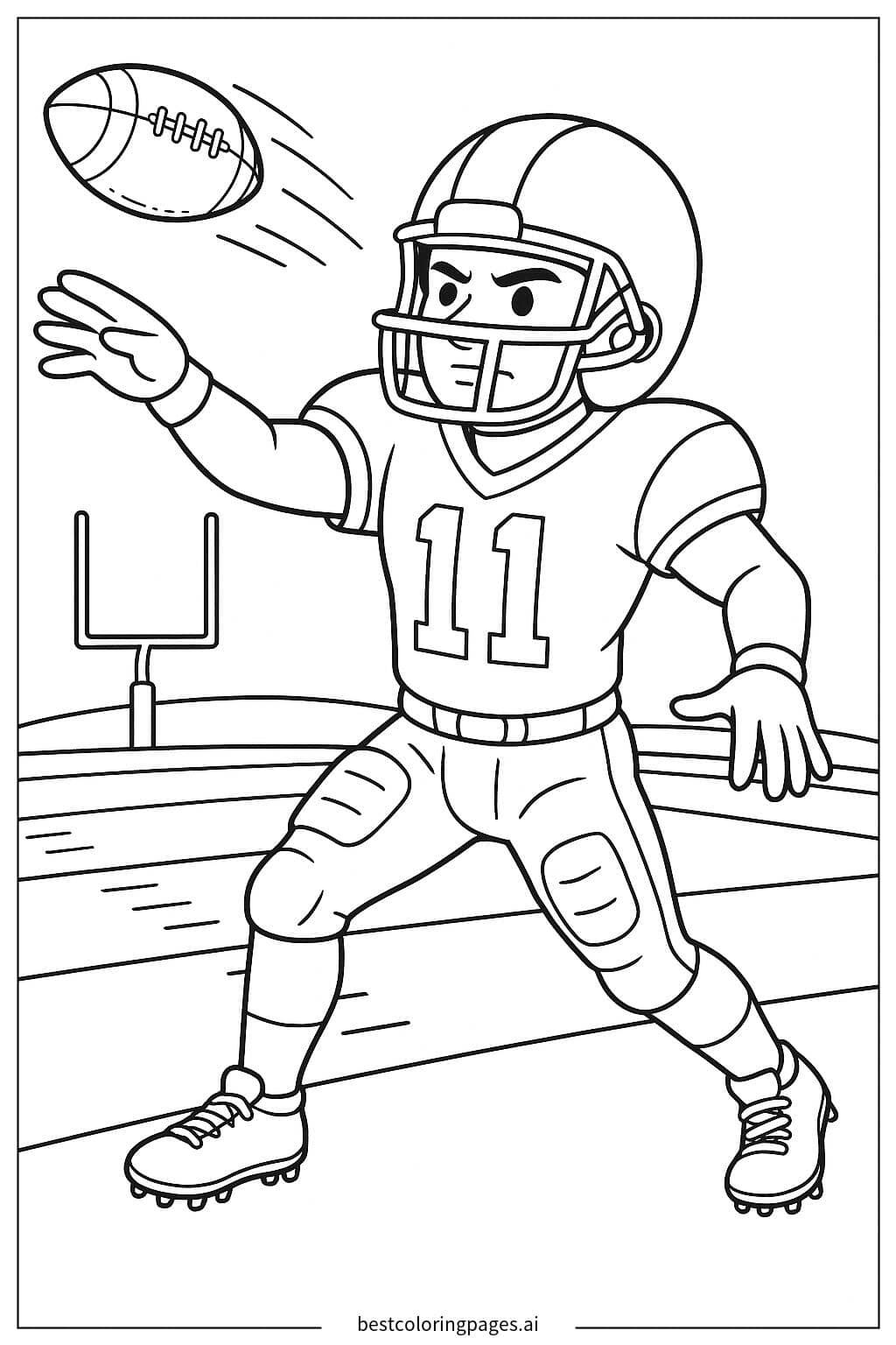 Football Player Throwing a Pass Coloring Page