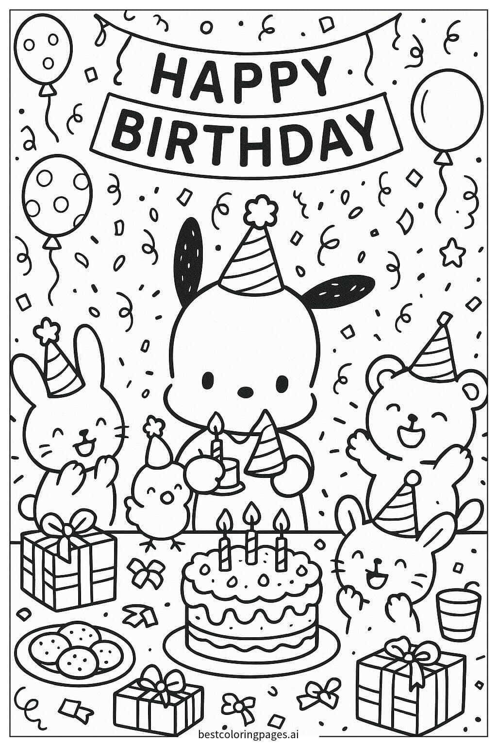 Pochacco's Joyful Birthday Bash with Friends