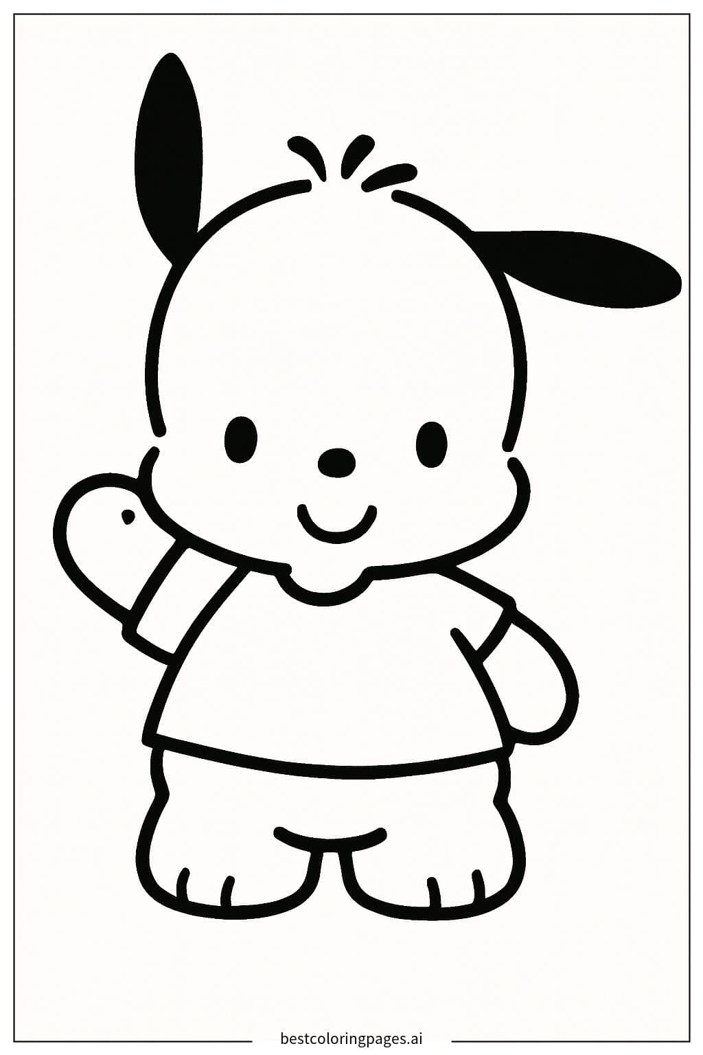 Pochacco Joyfully Waving Coloring Page