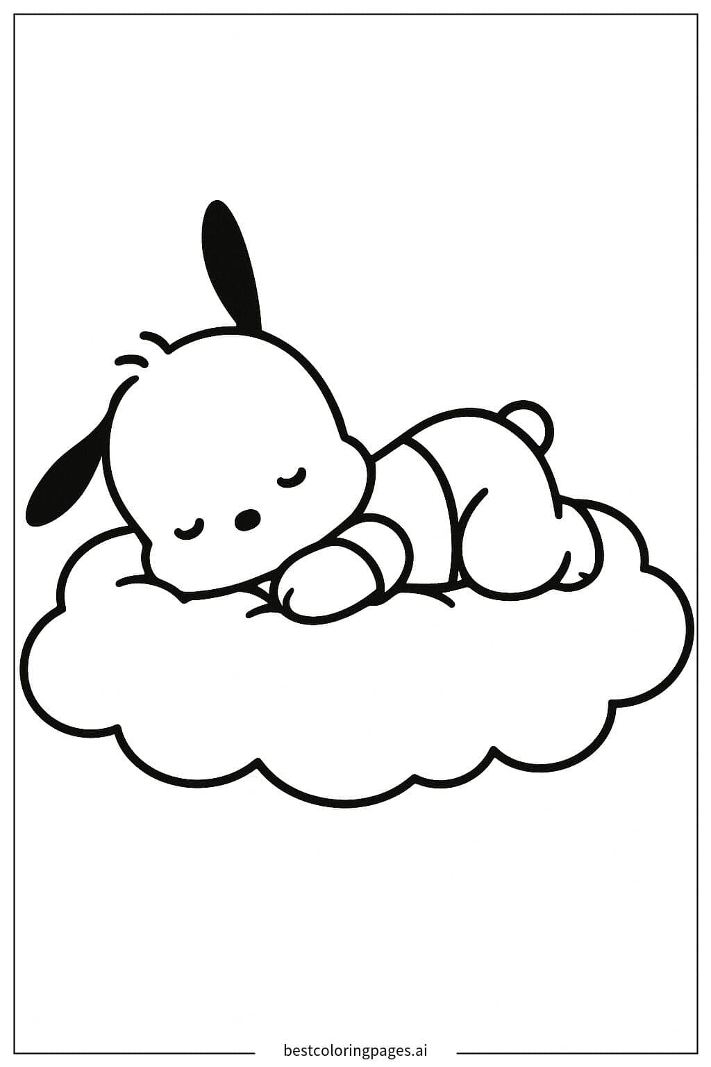 Pochacco Dreaming on a Cloud Coloring Page