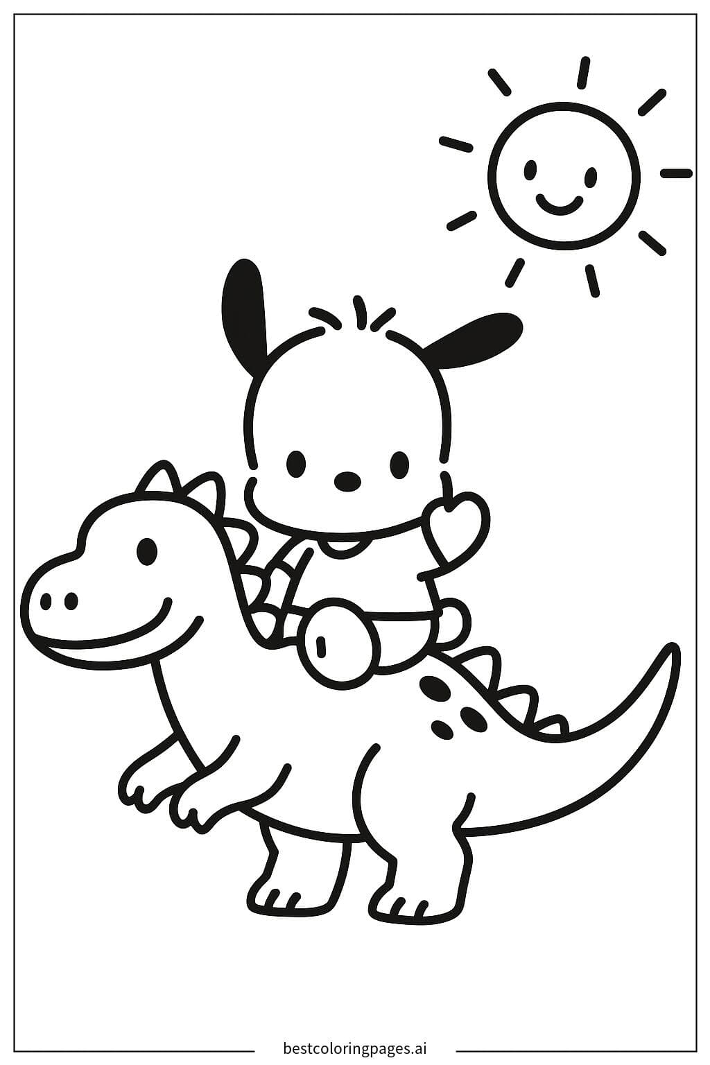 Pochacco Montando un Dinosaurio
