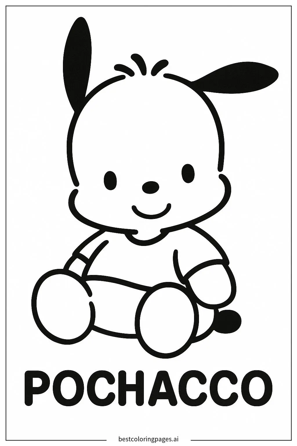 Pochacco sentado y sonriendo