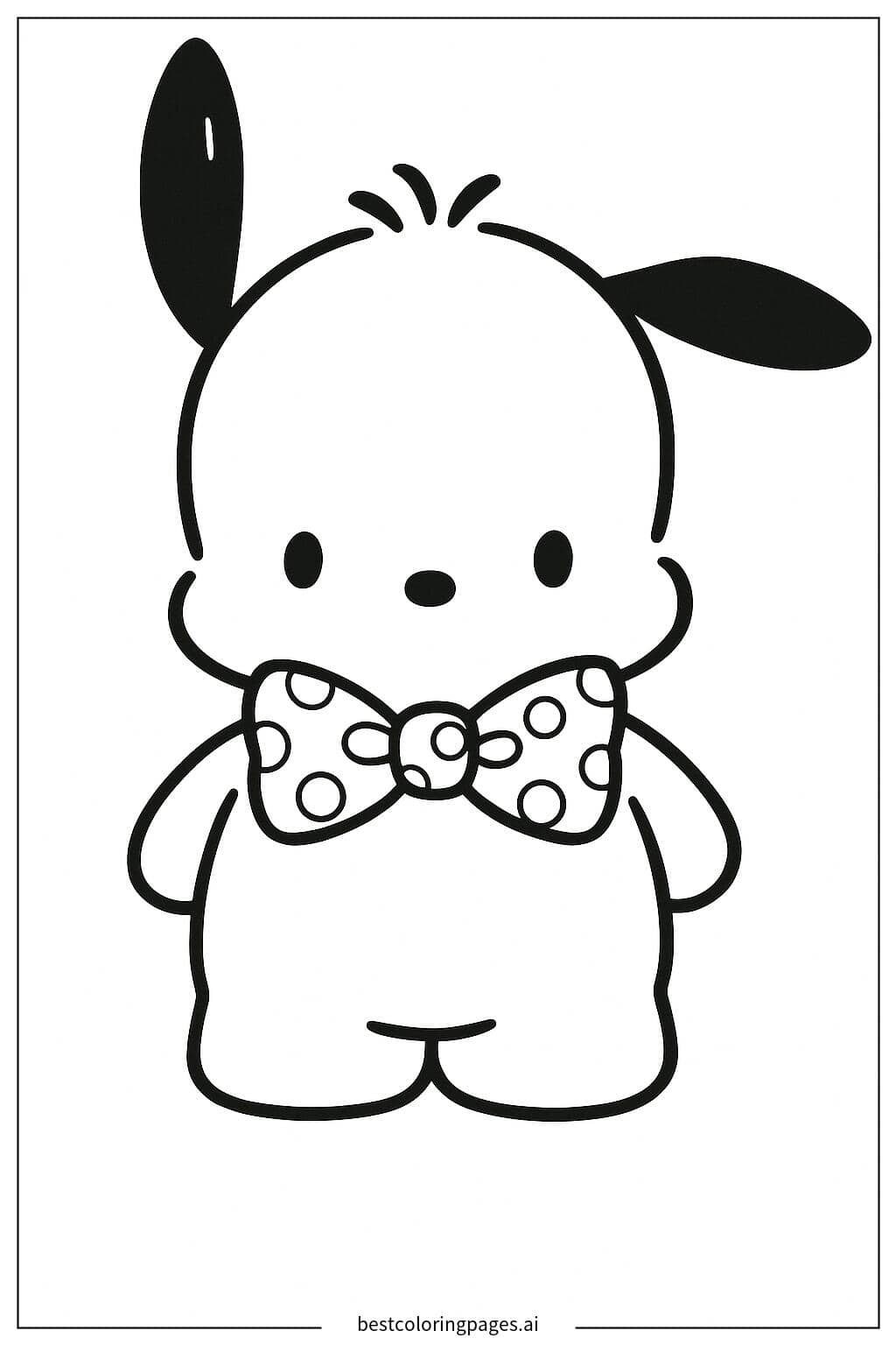 Pochacco's Stylish Bow Tie Coloring Page