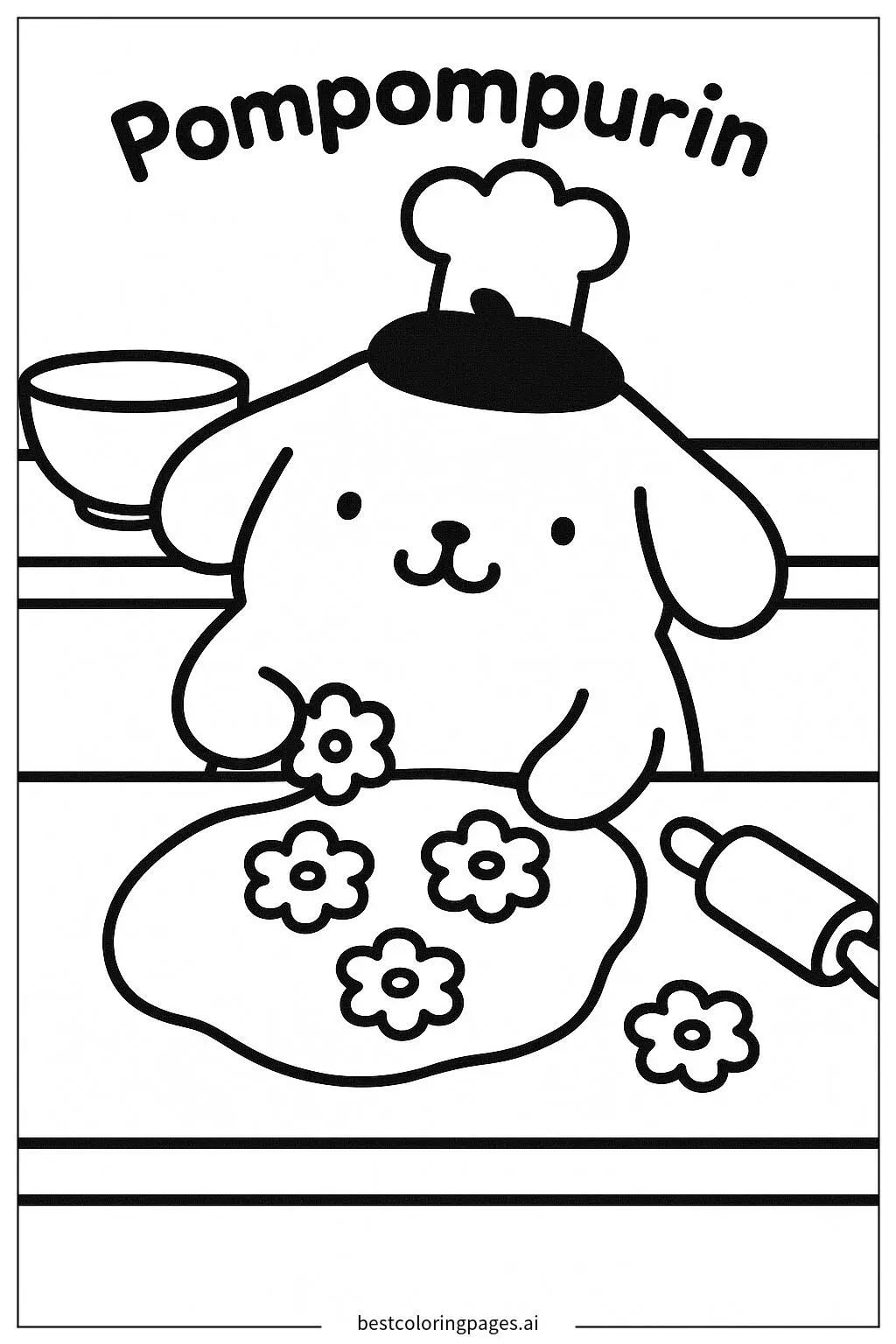Pom Pom Purin Baking Cookies in the Kitchen