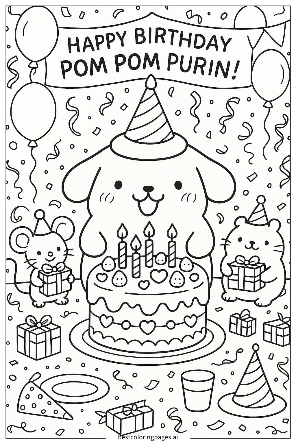 Pom Pom Purin's Birthday Celebration with Cake