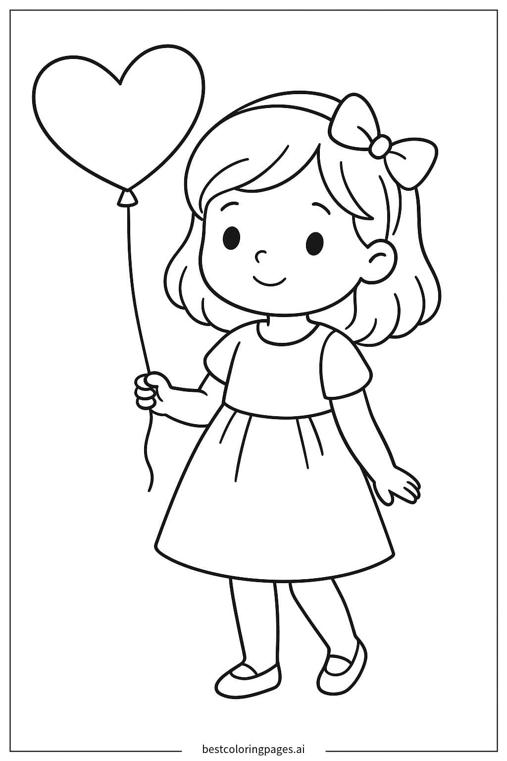 Adorable Girl Holding a Heart Balloon