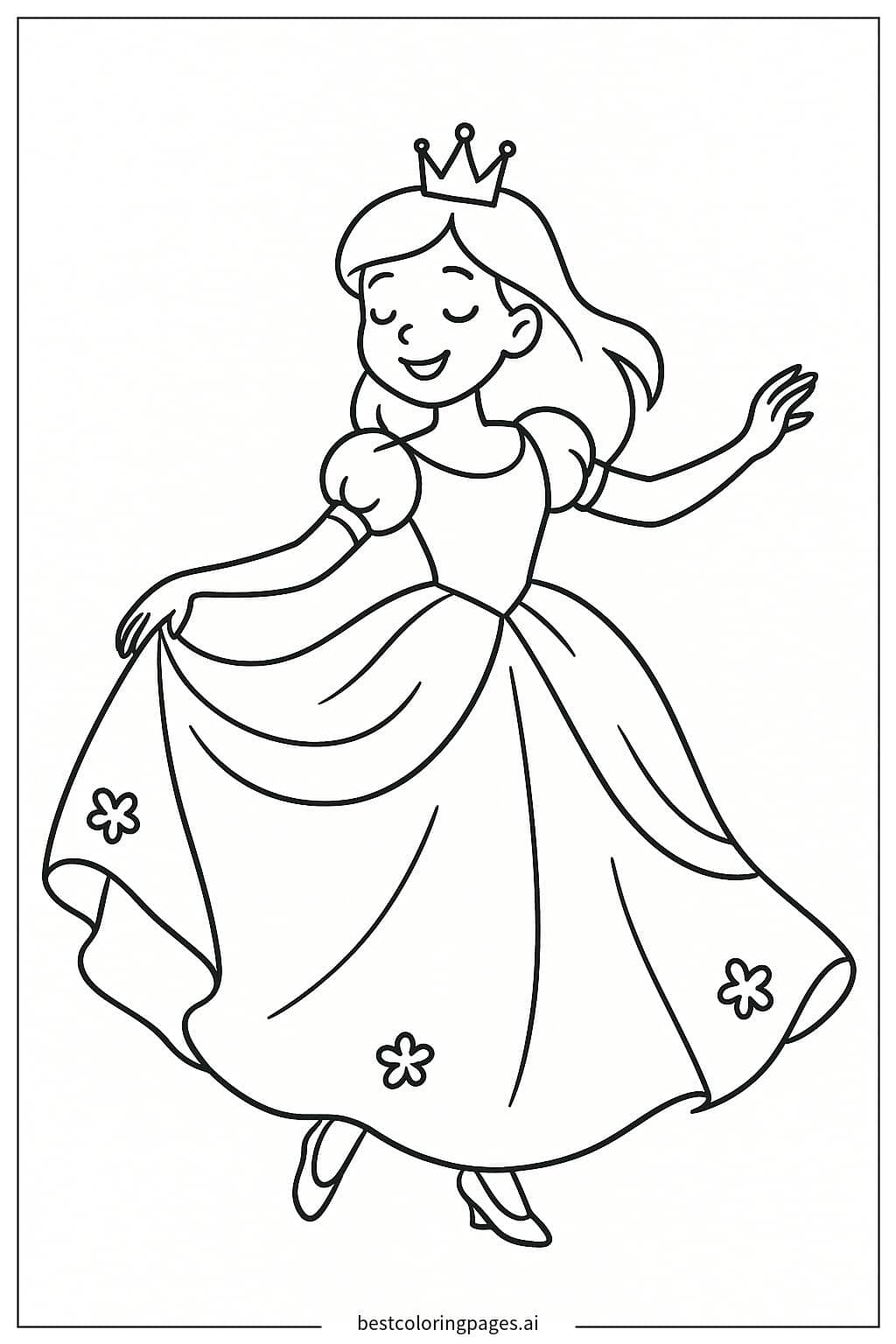 Graceful Princess Dancing Coloring Page