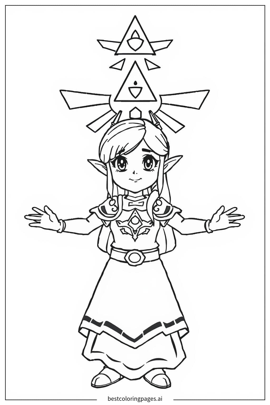 Prinzessin Zelda mit dem Triforce-Symbol Ausmalbilder