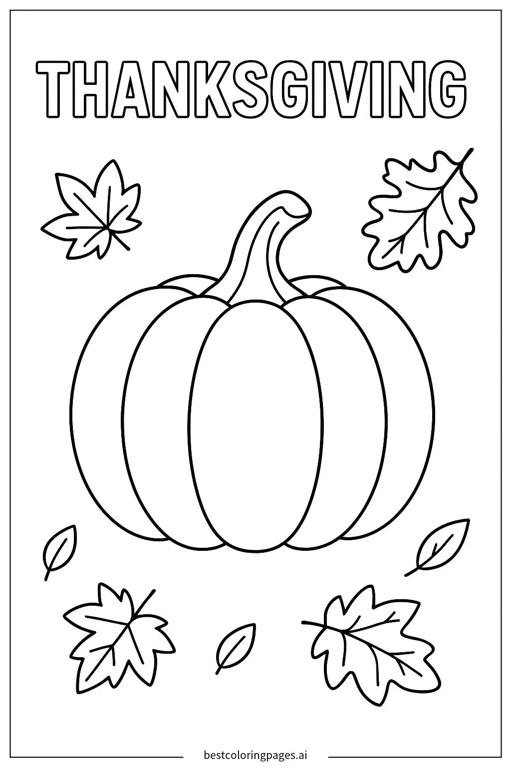 Pumpkin with Autumn Leaves for Thanksgiving