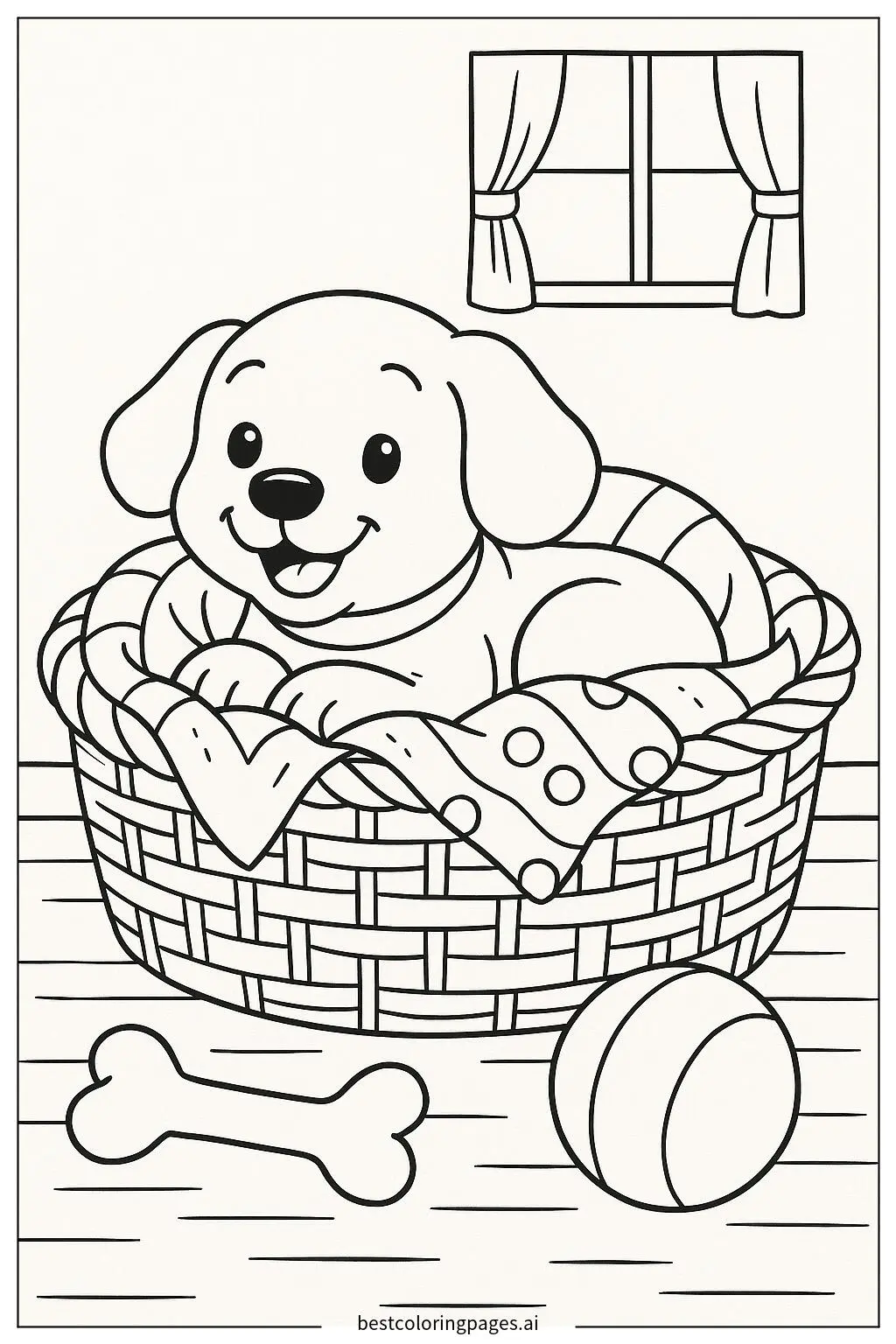 Puppy in a Cozy Basket