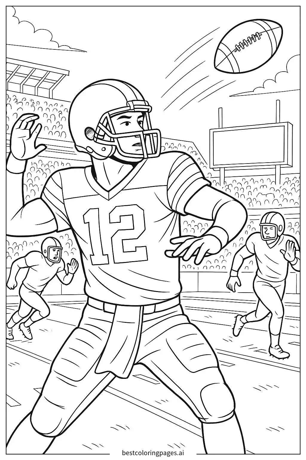Quarterback Passing the Ball Coloring Page