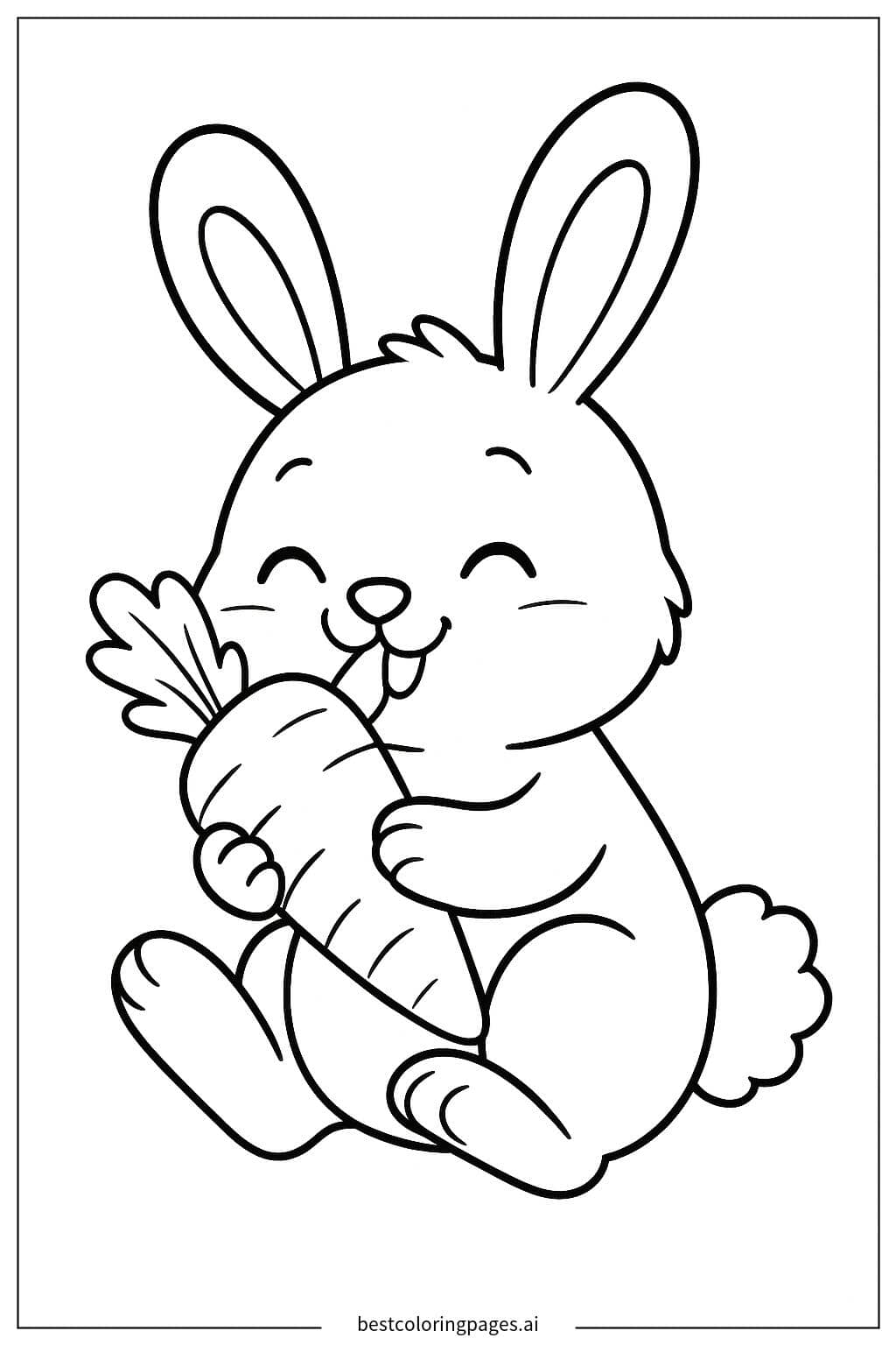 Adorable Rabbit Enjoying a Carrot Coloring Page