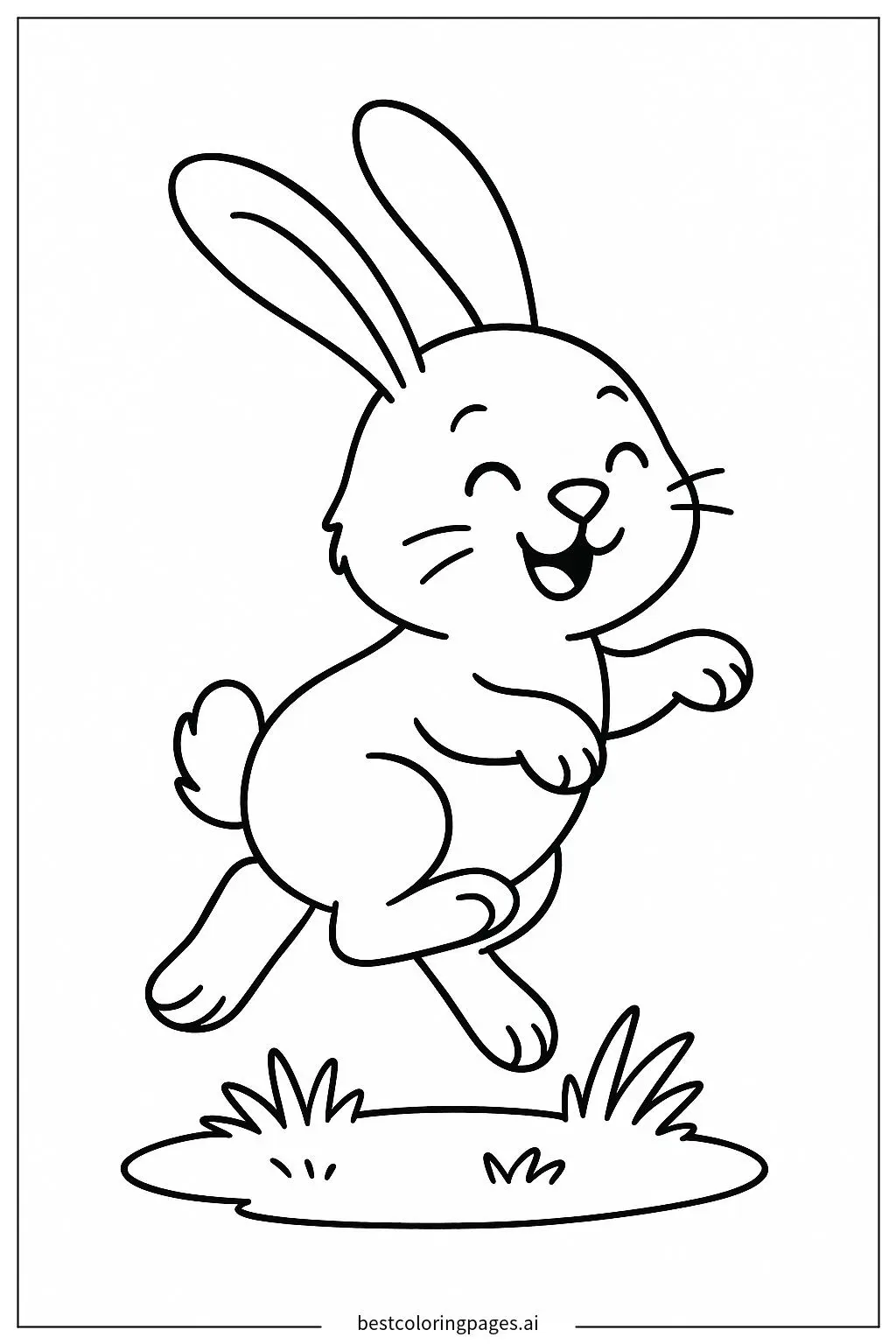 Rabbit Hopping on Grass