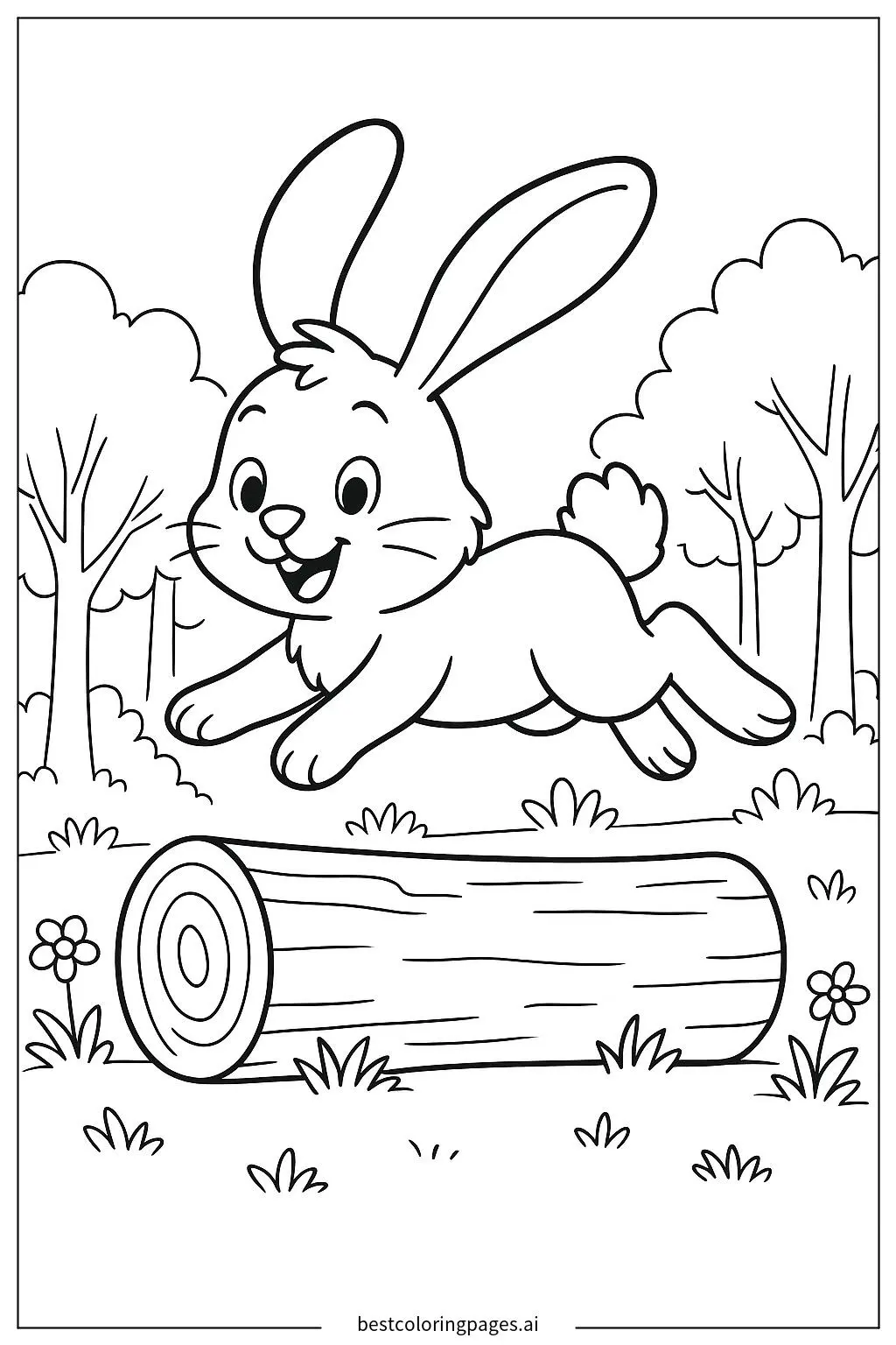 Rabbit Jumping Over a Log
