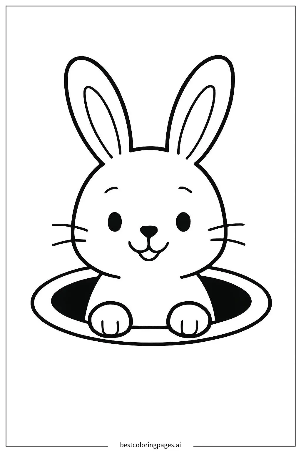 Rabbit Peeking Out of a Hole Coloring Page