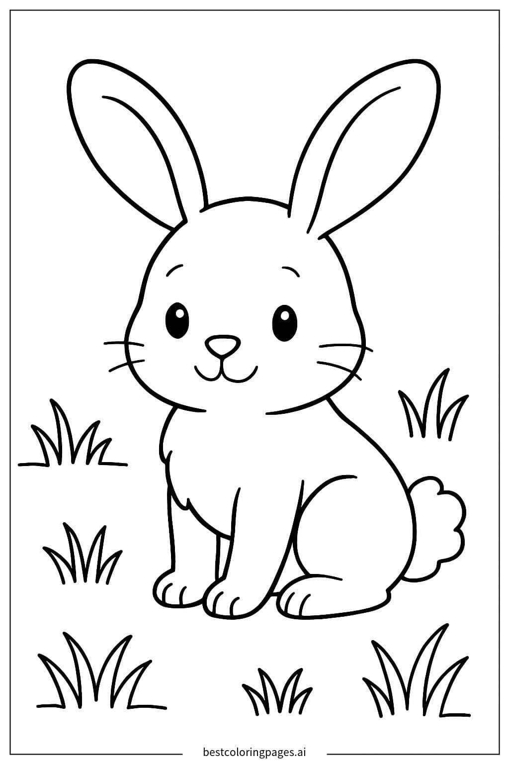 Adorable Rabbit Sitting in a Grassy Field