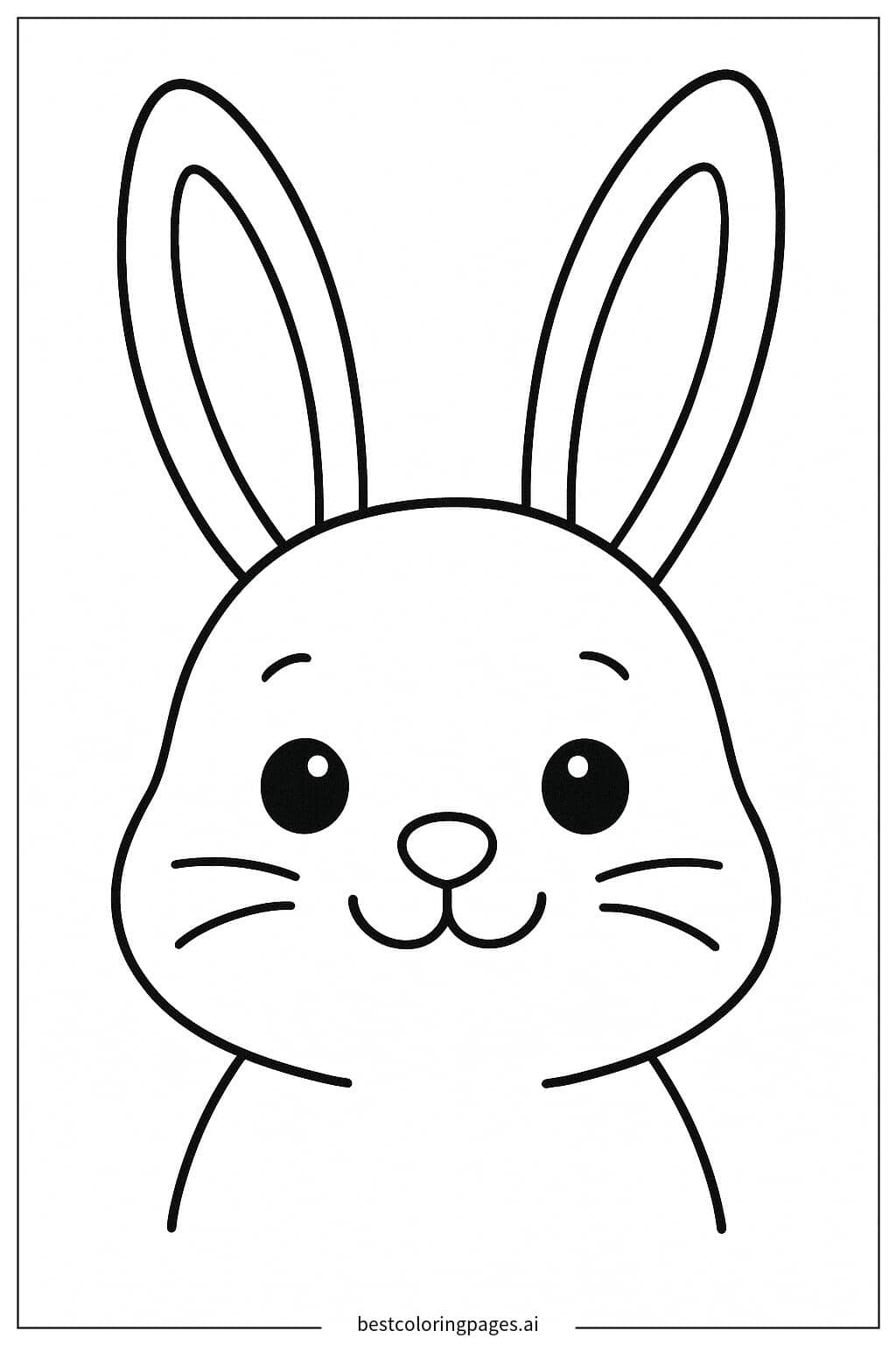Rabbit's Face with Big Ears Coloring Page