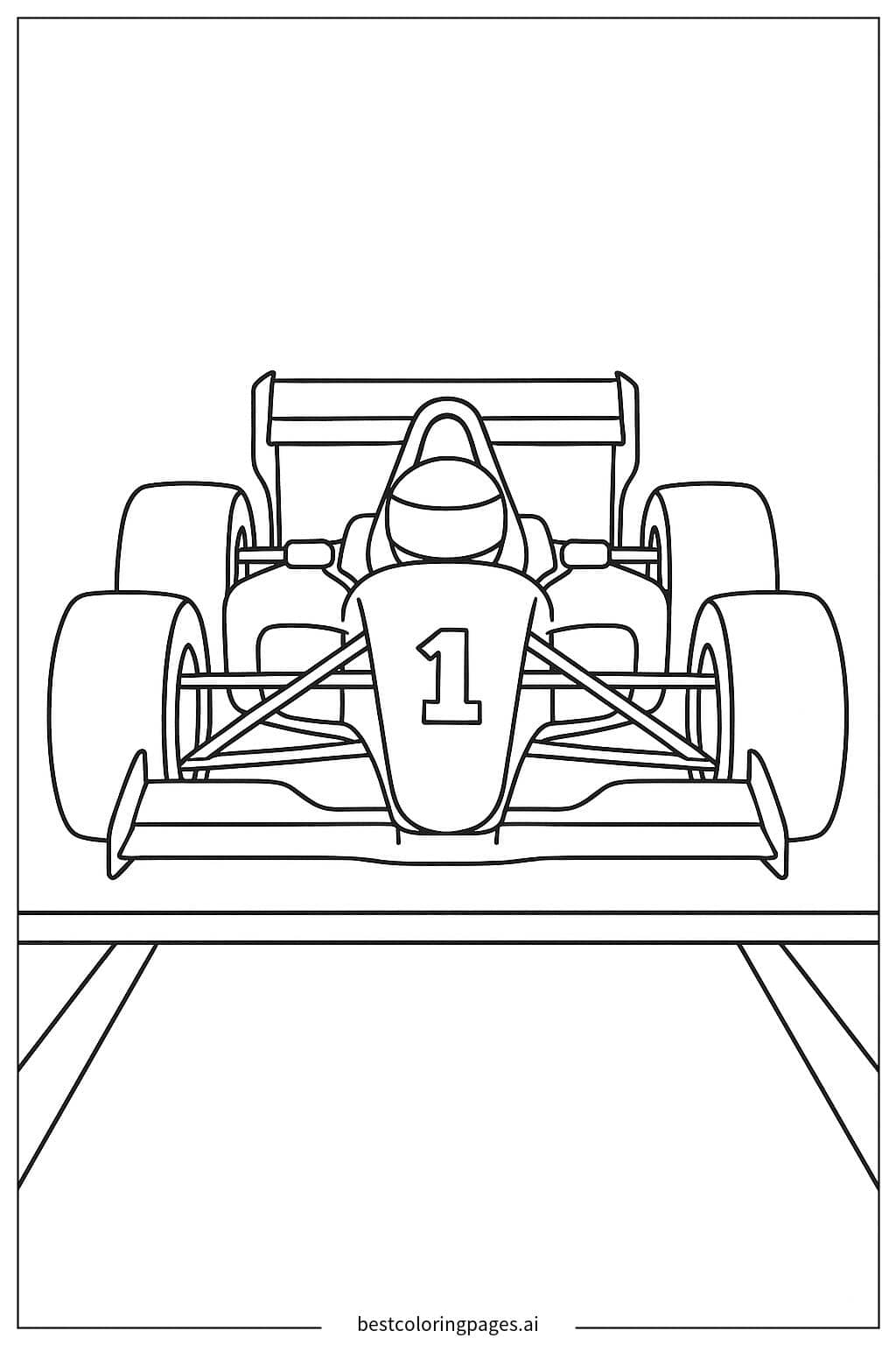 Race Car at the Starting Line Coloring Page