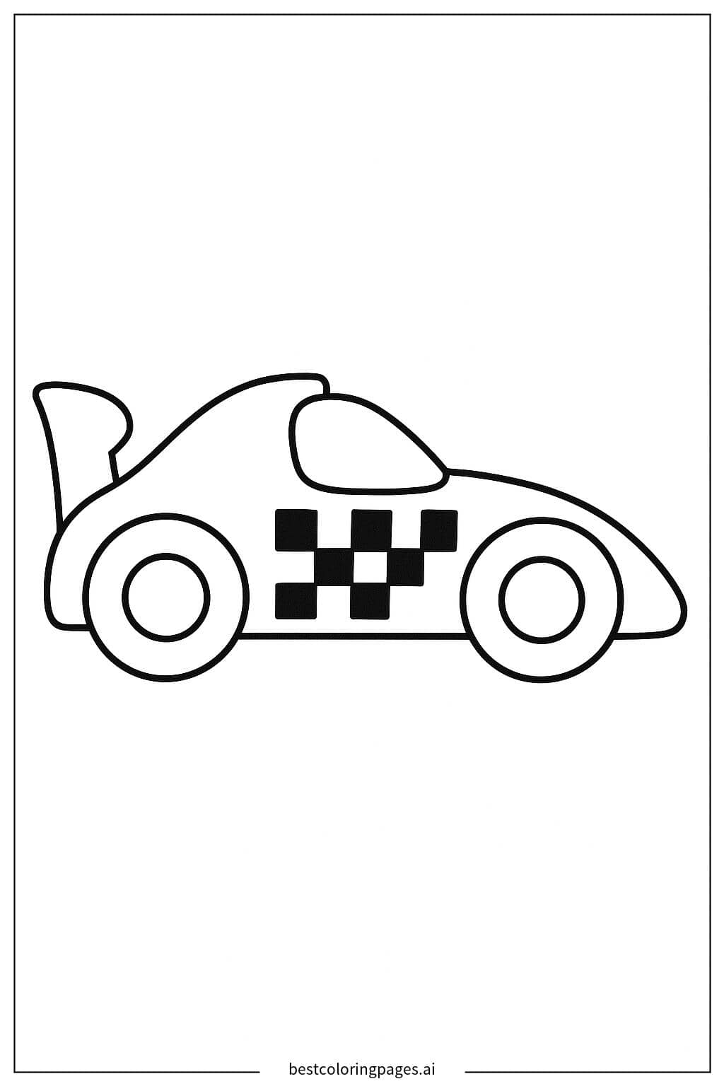 Race Car with a Checkered Flag Design Coloring Page