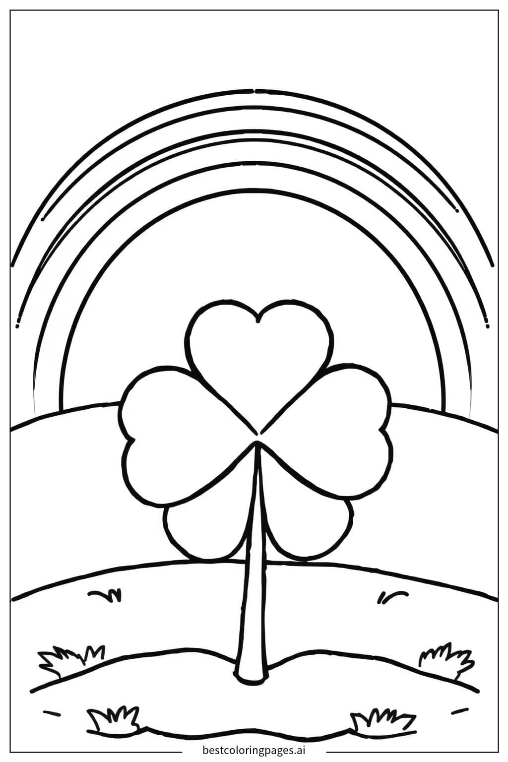 Rainbow and Shamrock - St. Patrick's Day Coloring Pages