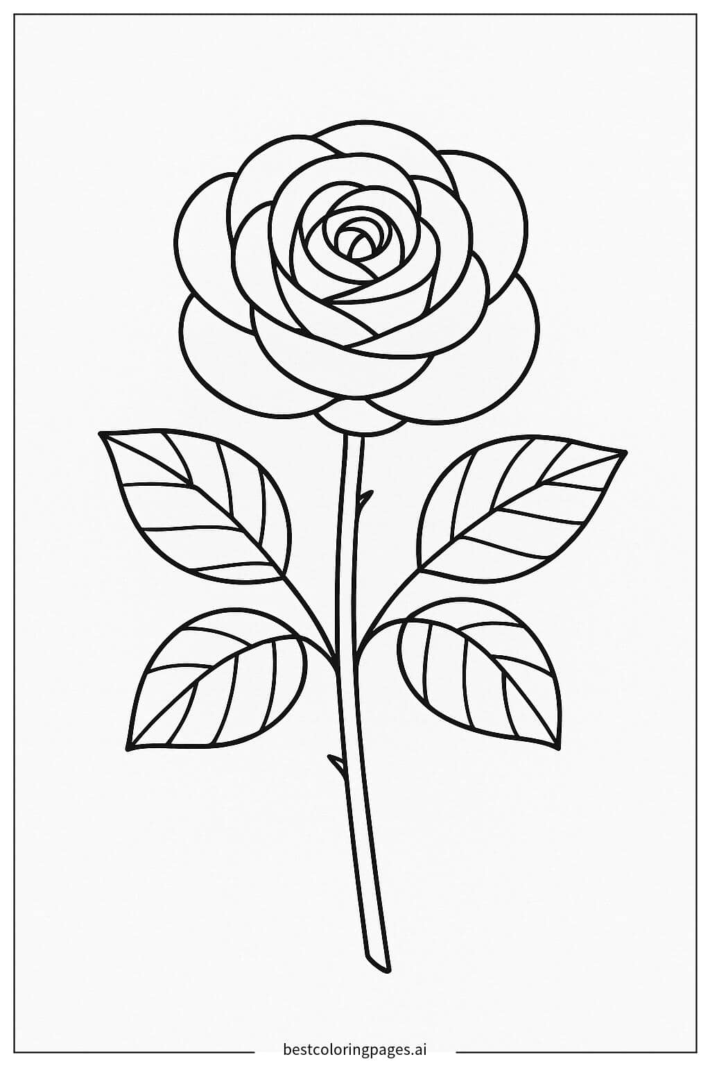 몇 잎이 있는 장미 색칠공부