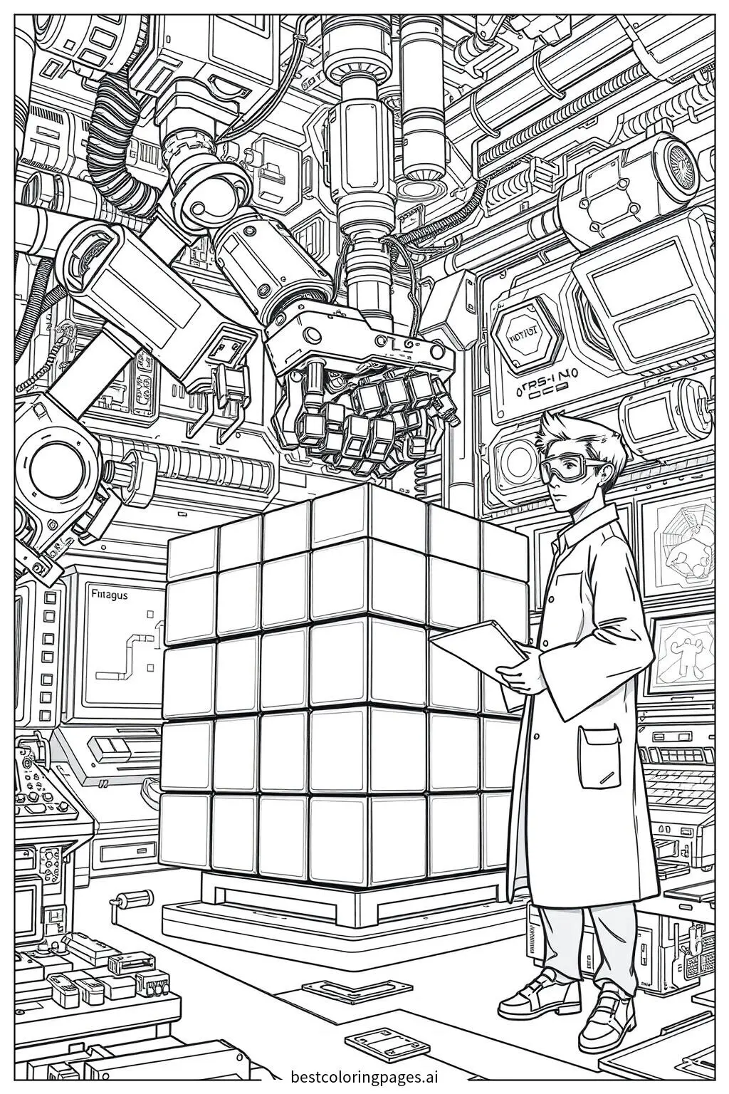 Rubik's Cube Solving in a Futuristic Laboratory