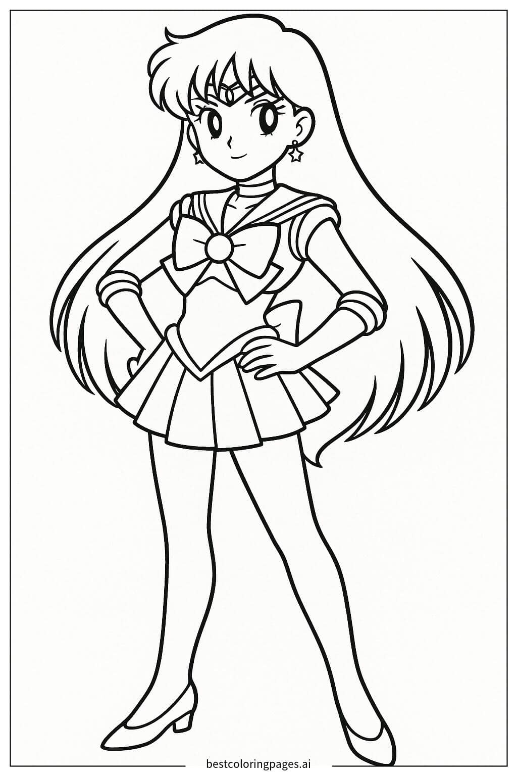 Sailor Mars in a Confident Pose Coloring Page