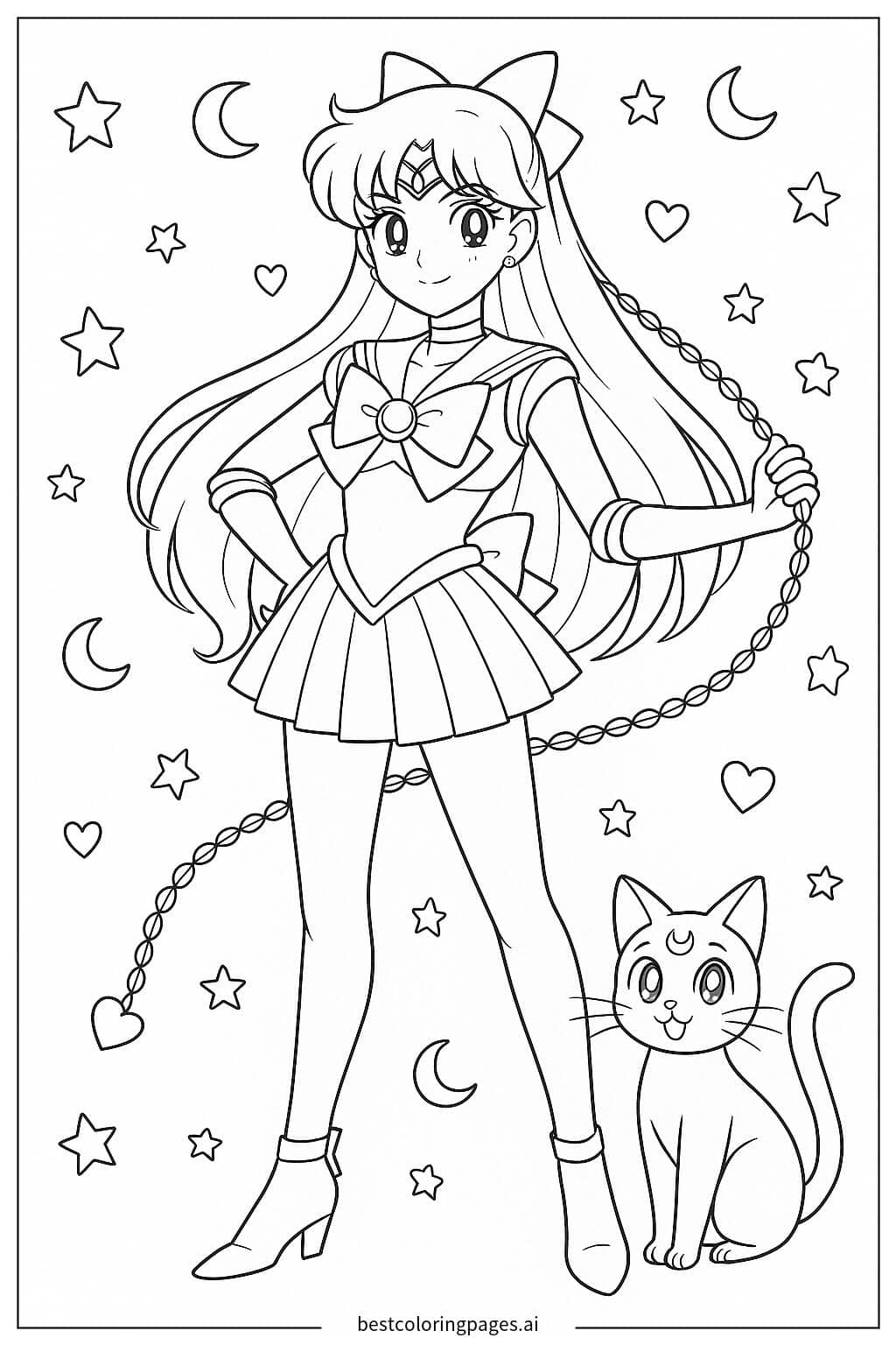 Sailor Venus and Luna Coloring Page Coloring Page