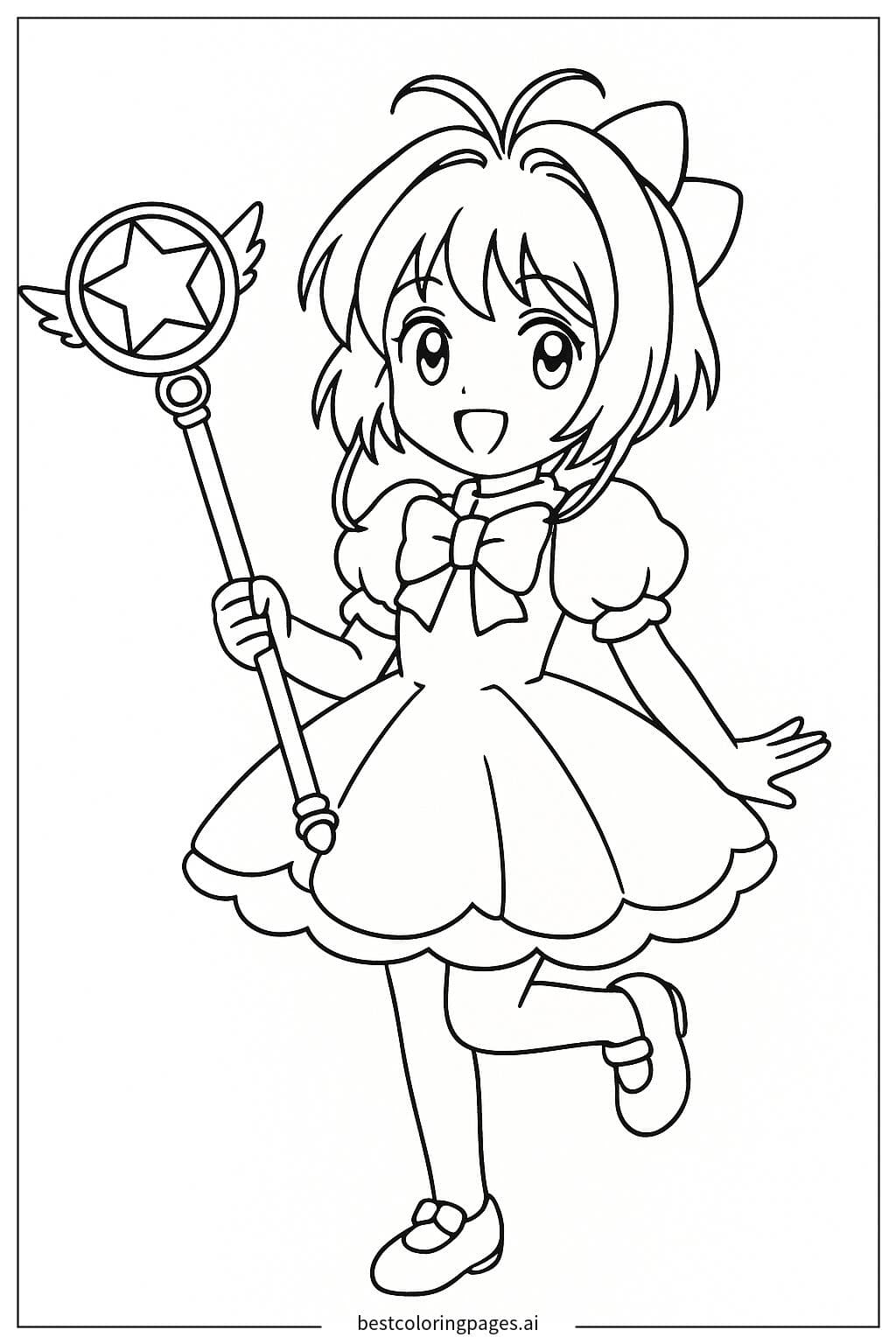 Sakura Holding Her Magical Staff