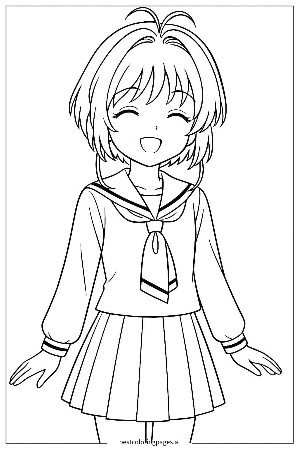 Sakura Smiling in Her School Uniform