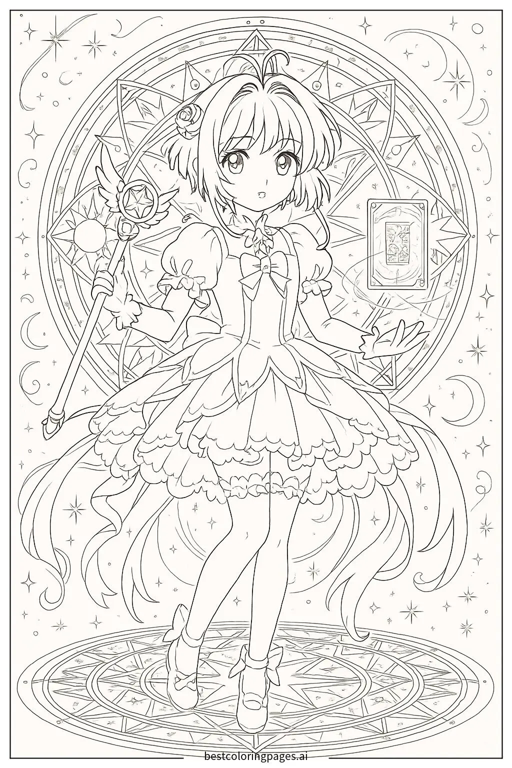 Sakura Summoning a Clear Card in a Magic Circle