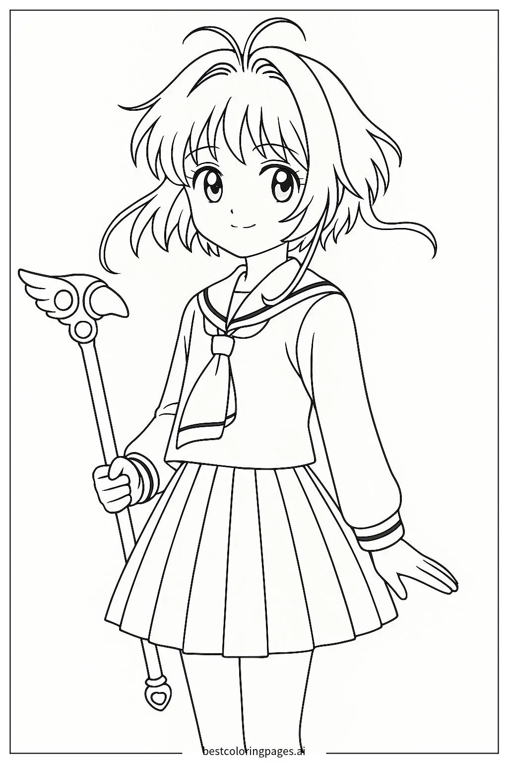 Sakura with Her Hair Blowing in the Wind