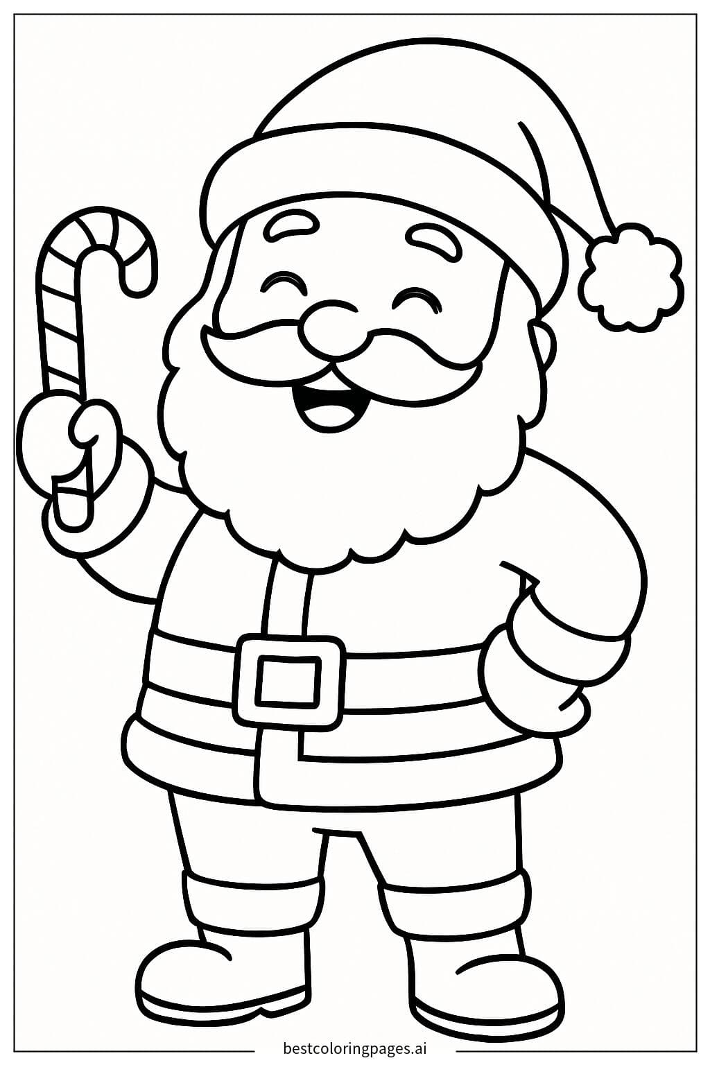Santa Claus Smiling with a Candy Cane
