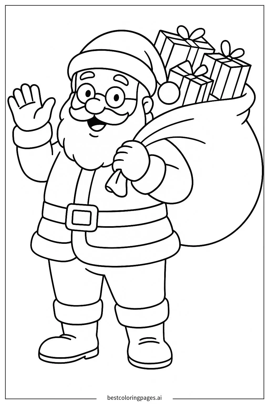 Santa Claus Waving with a Sack of Gifts