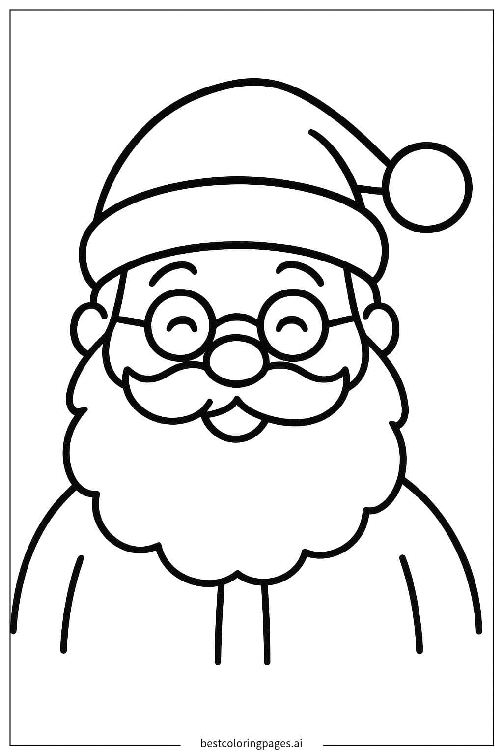 Santa Claus with a Cheerful Red Hat Coloring Page