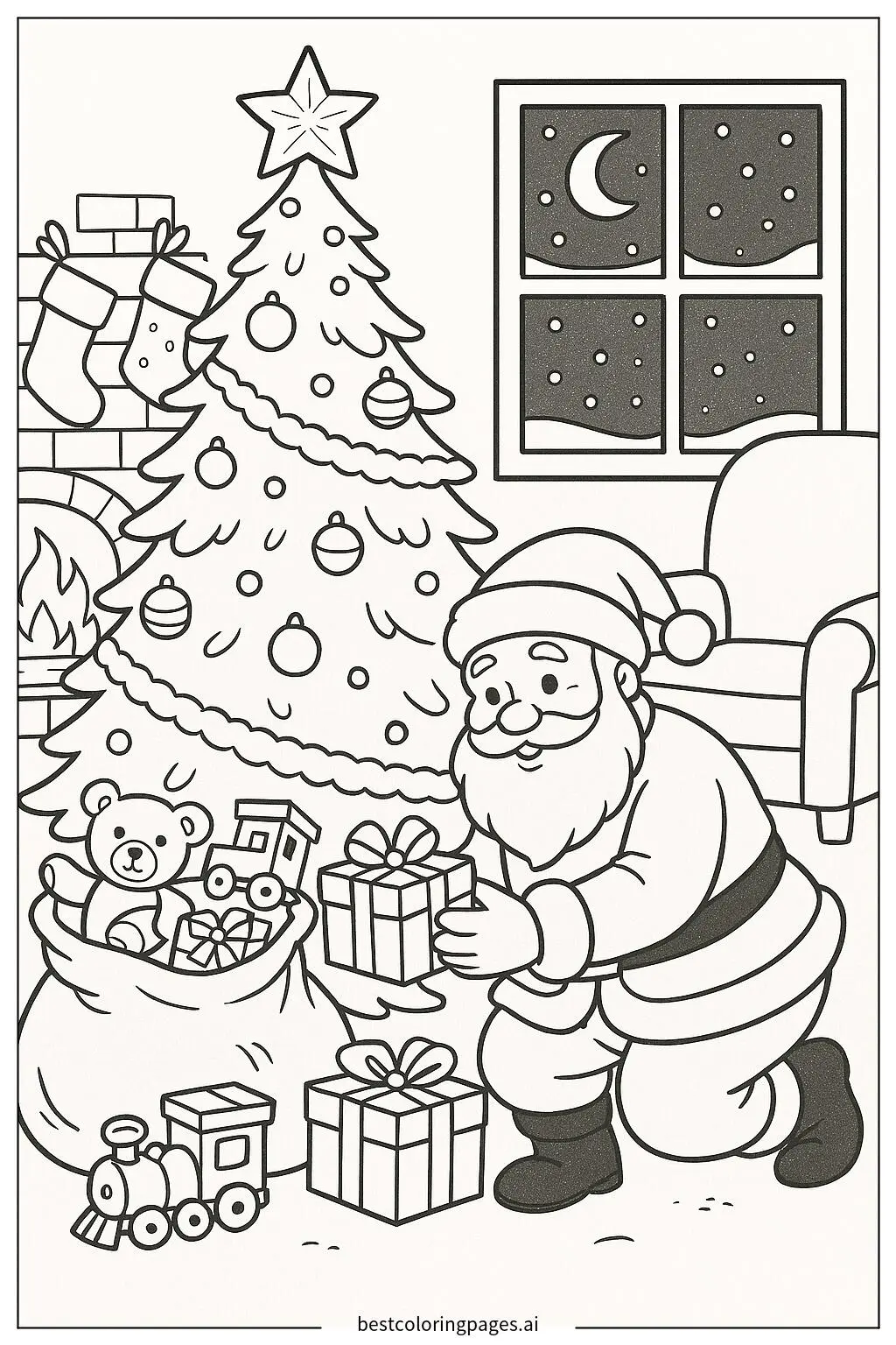 Santa Placing Gifts Under the Christmas Tree
