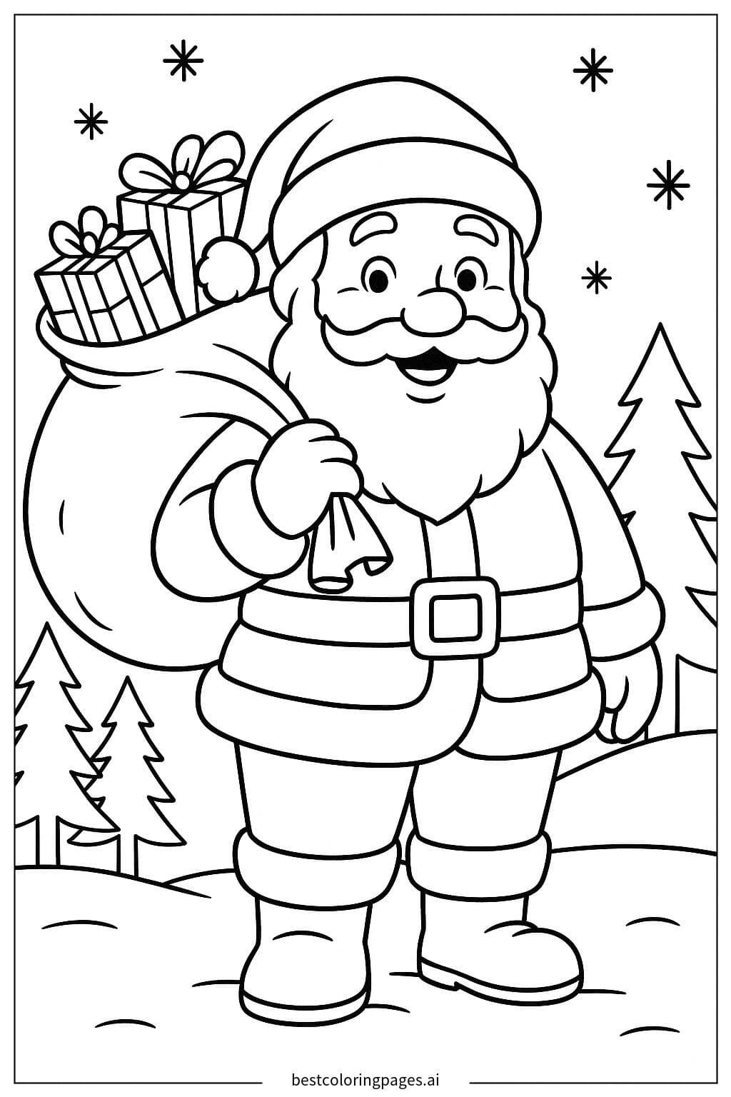 Santa Claus Carrying a Bag of Gifts