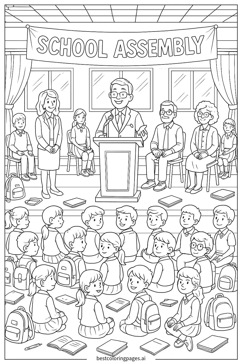 School Assembly with Students and Teachers