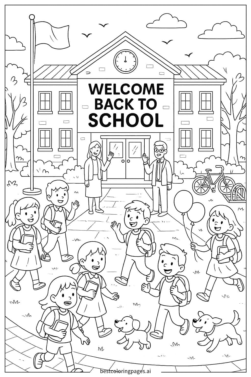 Back to School Celebration Coloring Page